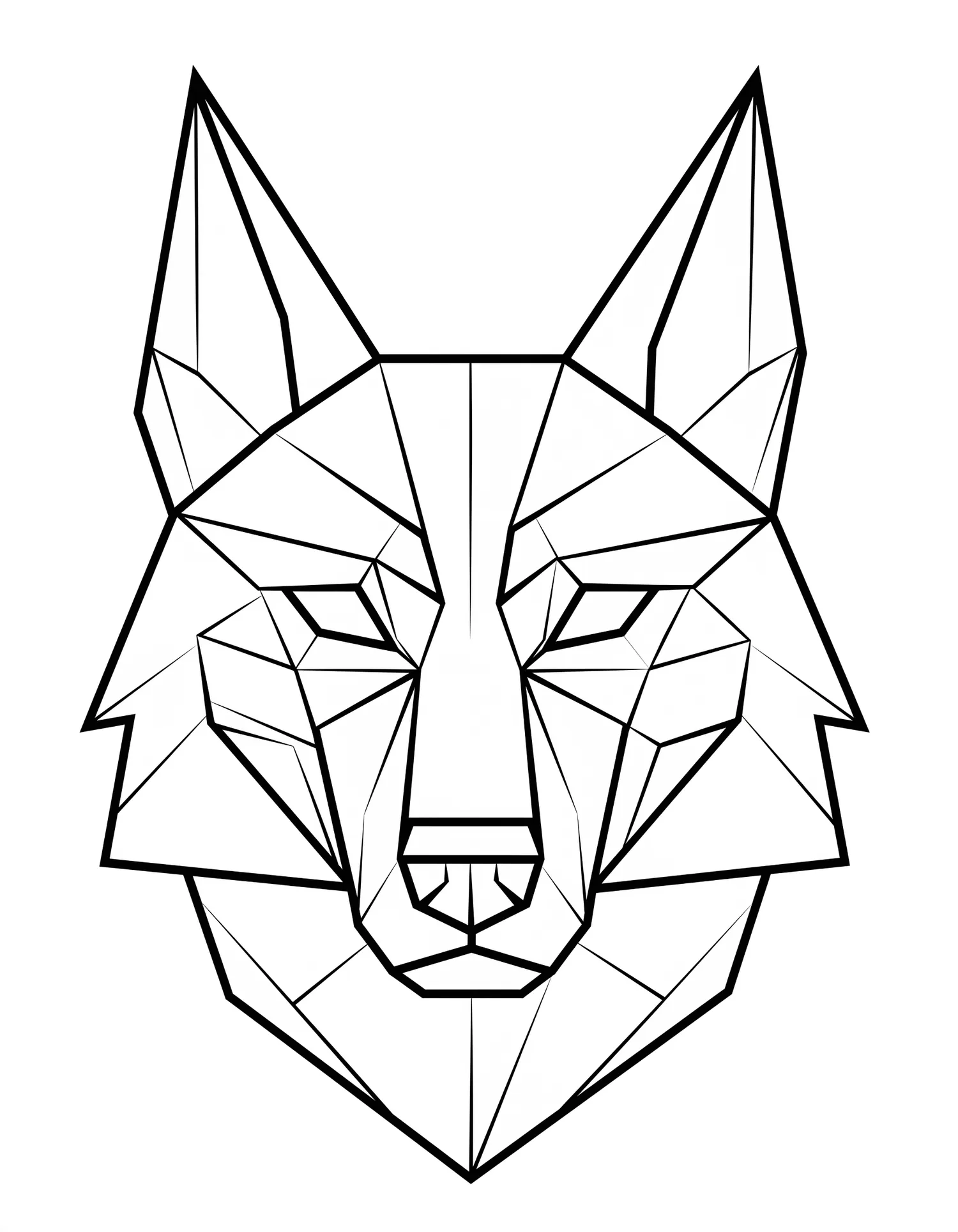 Loup Facetté Géométrique, Coloriage géométrique à imprimer gratuitement